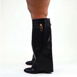 Black Knee-High Leather Boots